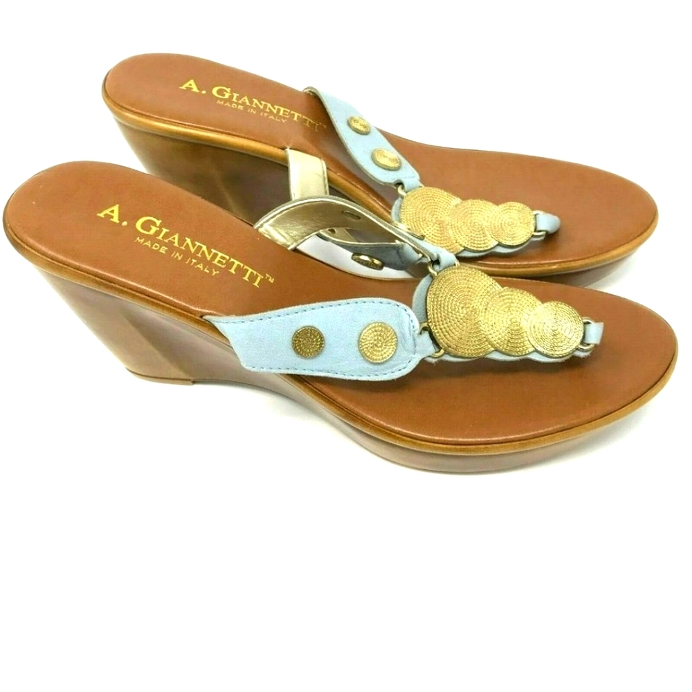 A. Giannetti wedged thong sandal size 8